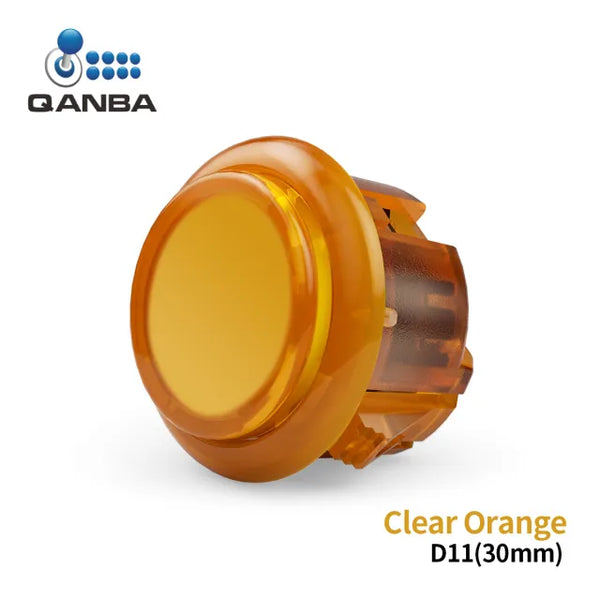 Qanba Gravity KS – Botones Arcade Mecánicos Silenciosos 24 Mm (12 Unidades, Blanco Transparente)
