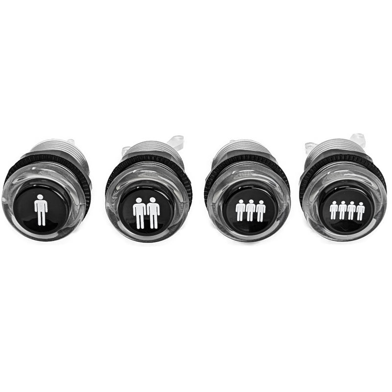 iL PSL-L Concave Player Buttons - Clear White & Black Plunger