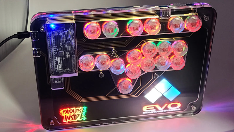 EVO Custom MPress Fighting Case - BLUE PCB + Silver Trace($25 off) Paradise Arcade