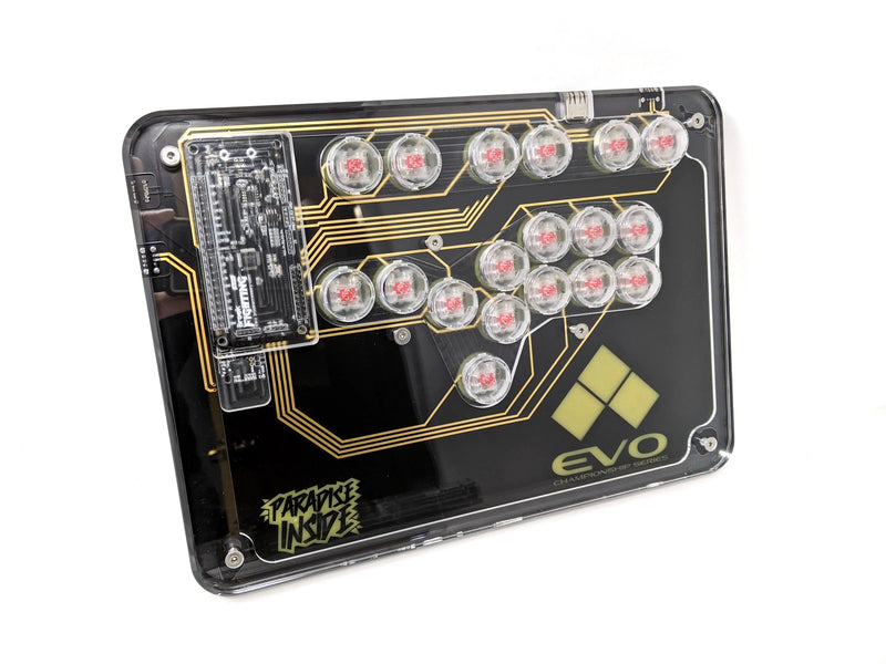 EVO Custom MPress Fighting Case - BLACK PCB + Silver Trace Paradise Arcade