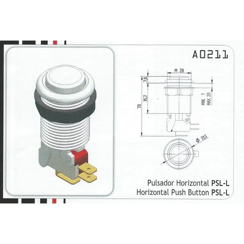 iL PSL-L Concave Button - Translucent Red Industrias Lorenzo, S.A.