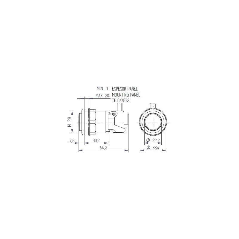 iL PSL-CV Convex Button - Translucent Light Smoke Short barrel Industrias Lorenzo, S.A.