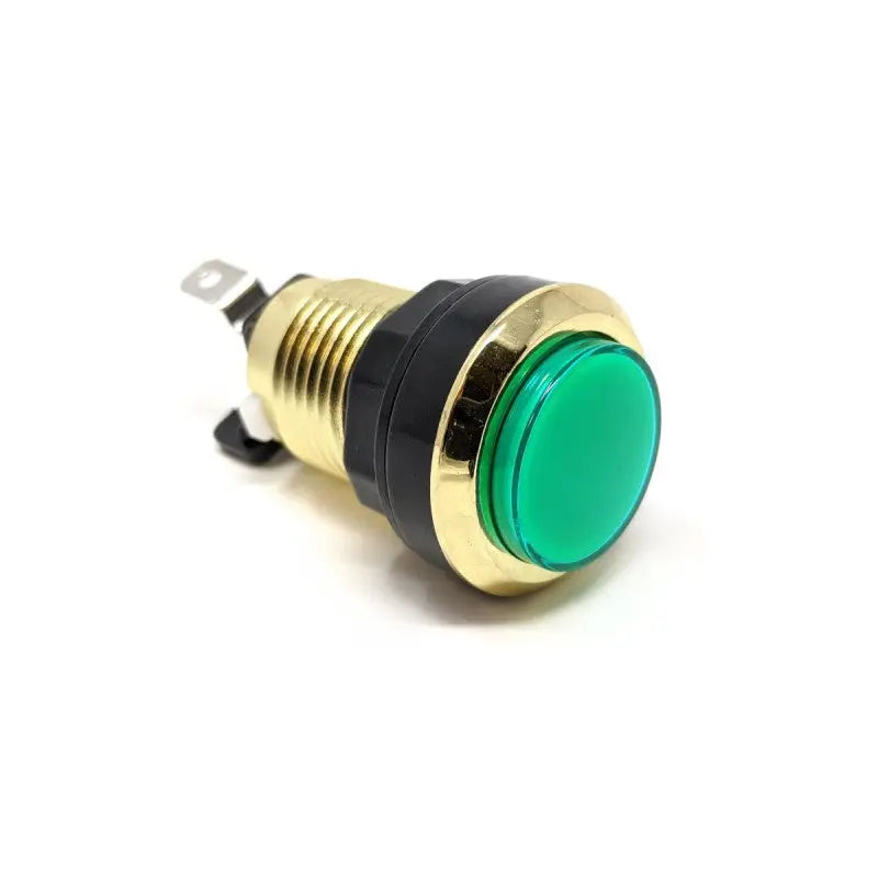Paradise LED Button - Chrome Gold and Green Paradise Arcade