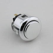 Sanwa OBSJ-24 24mm metallic silver pushbutton front view
